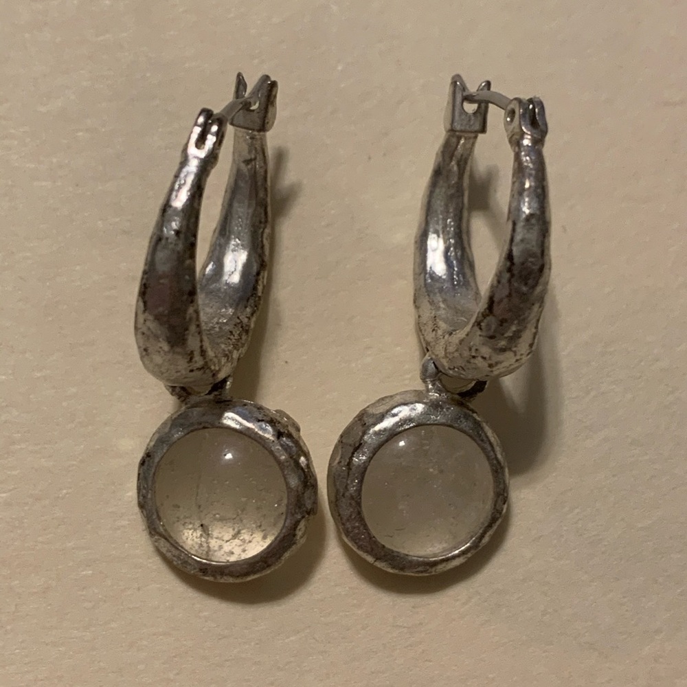 Silver with clouded crystal earrings.